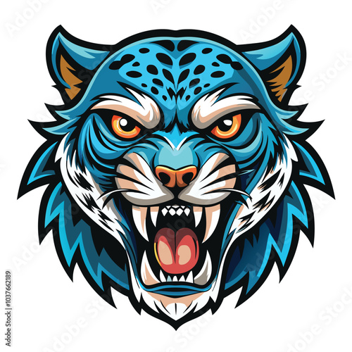 Wallpaper Mural Blue Ferocious Wildcat Mascot Head Design Torontodigital.ca