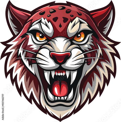 Ferocious Red Wildcat Mascot Head Illustration