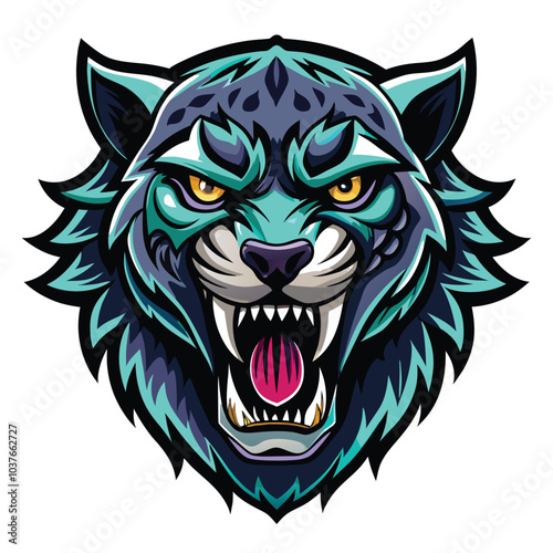 Ferocious Blue Panther Mascot Logo Design