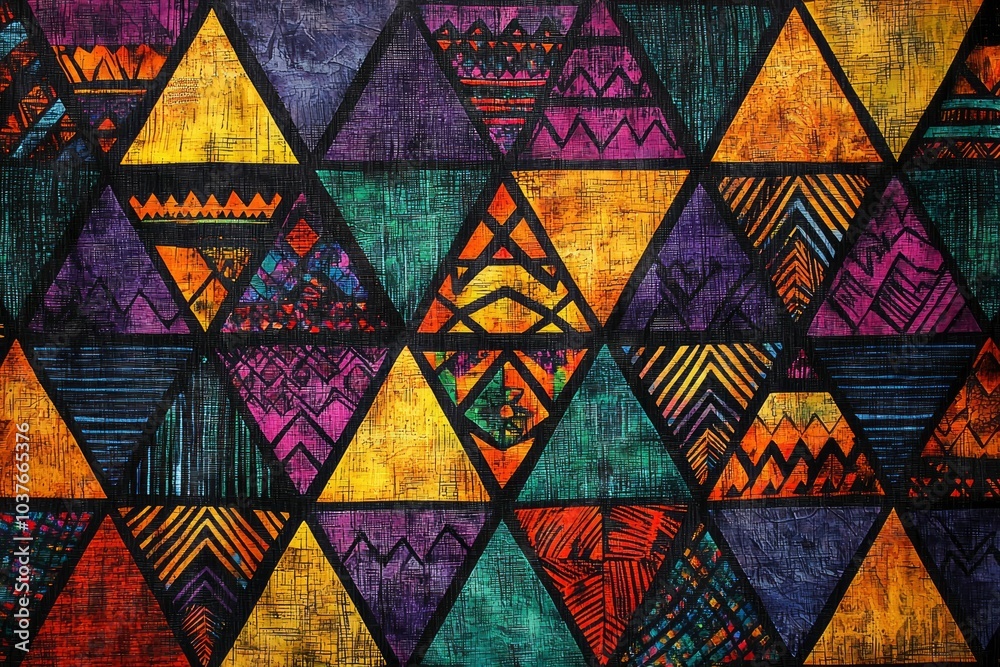 Abstract Geometric Pattern of Triangles in Vibrant Colors Abstract Geometric Pattern of Triangles in Vibrant Colors