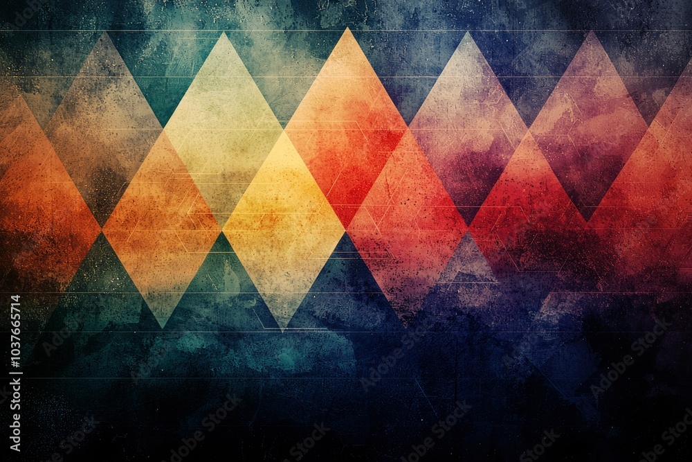 Fototapeta premium Abstract Geometric Pattern with Vintage Texture