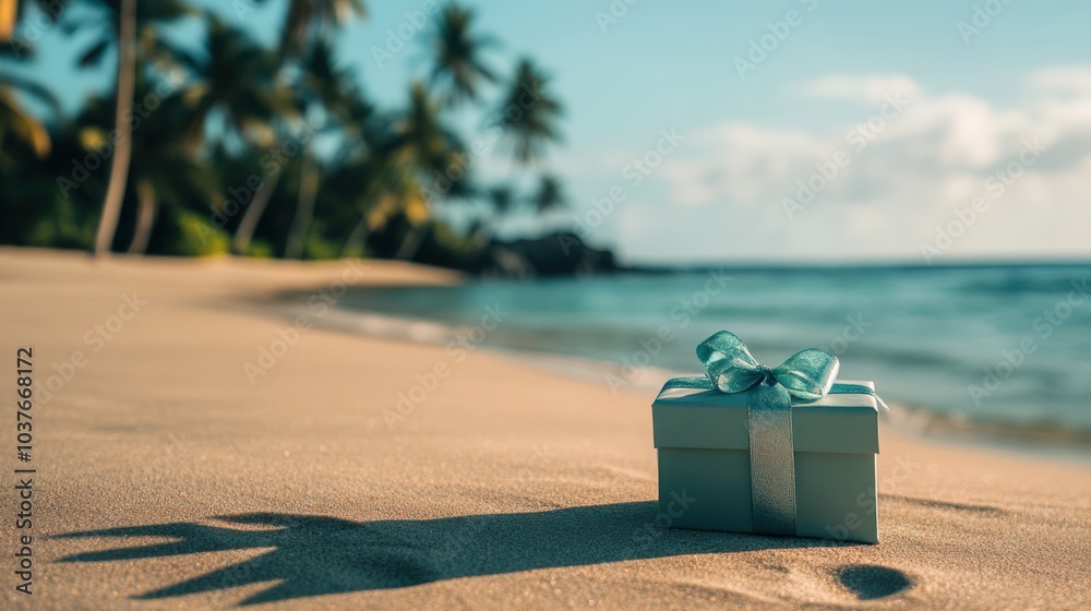 Naklejka premium Elegant Package on Tropical Sand