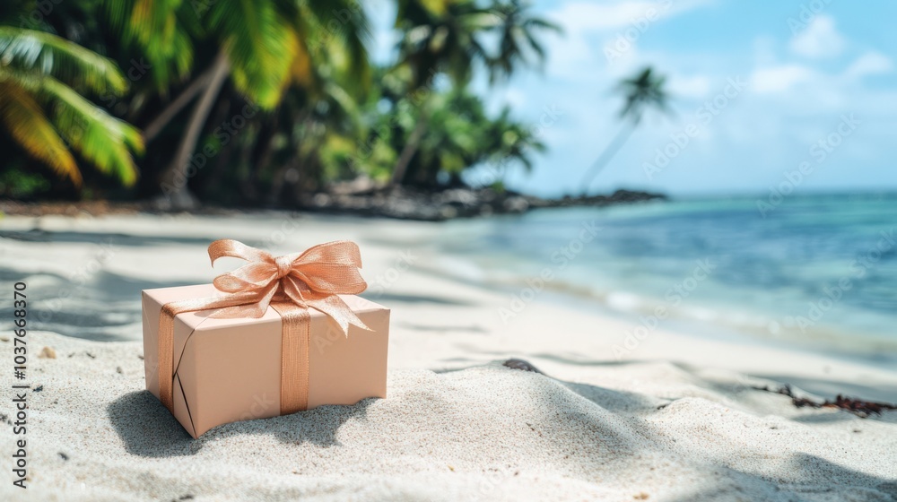 Naklejka premium Vacation Gift in Tropical Setting