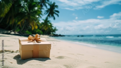 Gift Box on Tropical Beach