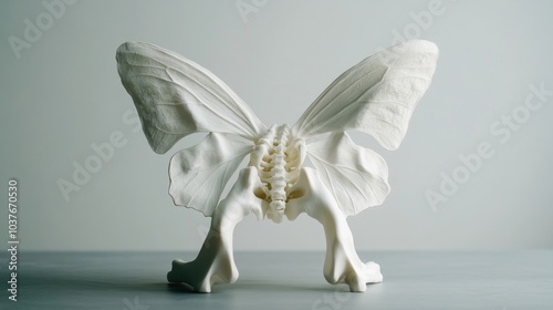 White Butterfly Skeleton Sculpture