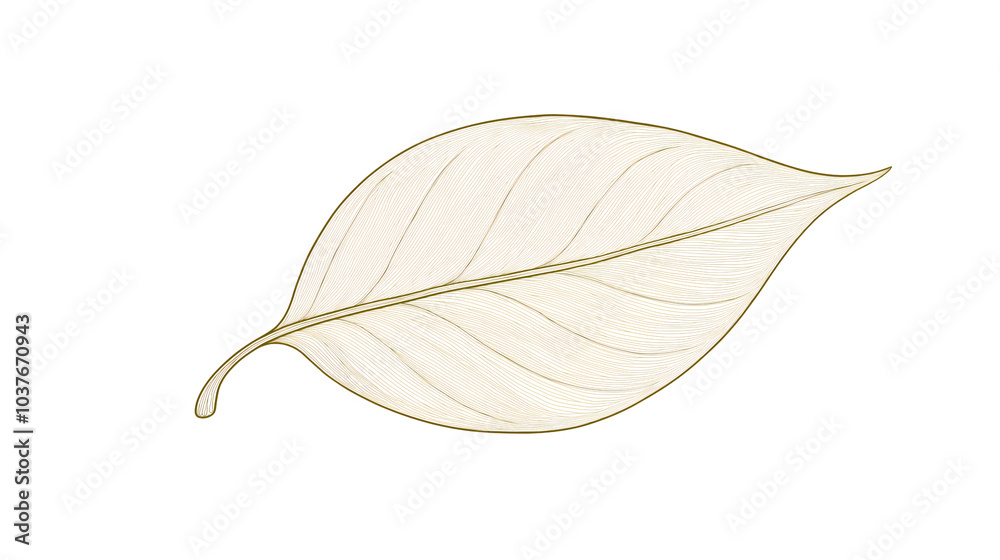single minimalist leaf with smooth flowing lines on a white background single minimalist leaf with smooth flowing lines on a white background
