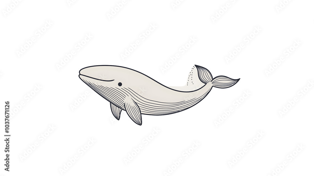 Small minimalist whale illustration with smooth curves Small minimalist whale illustration with smooth curves