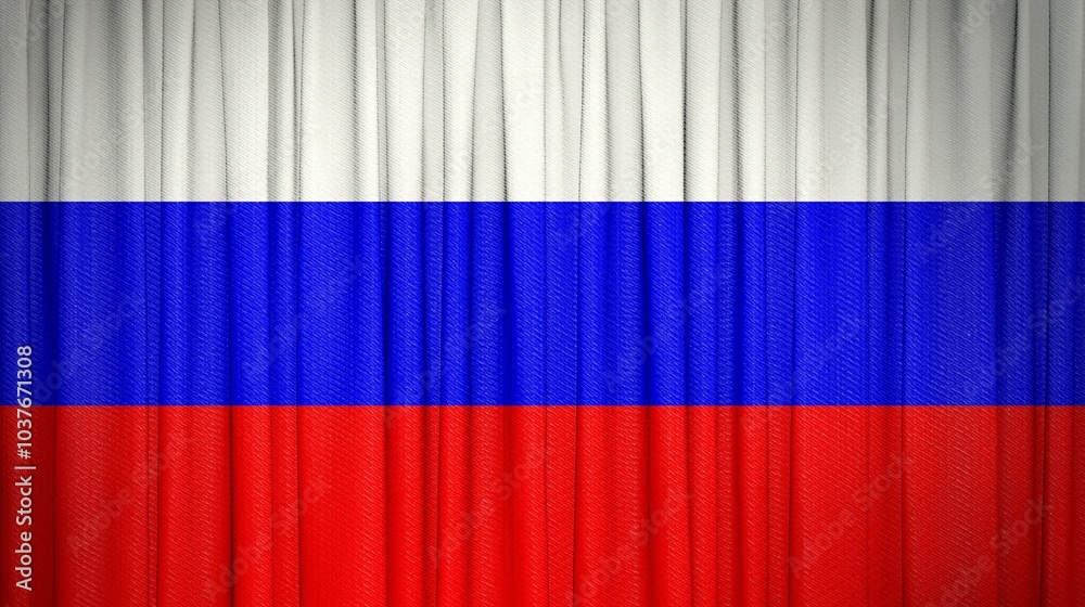 Fototapeta premium Russia flag, Russian Federation and Theater Curtain Image.