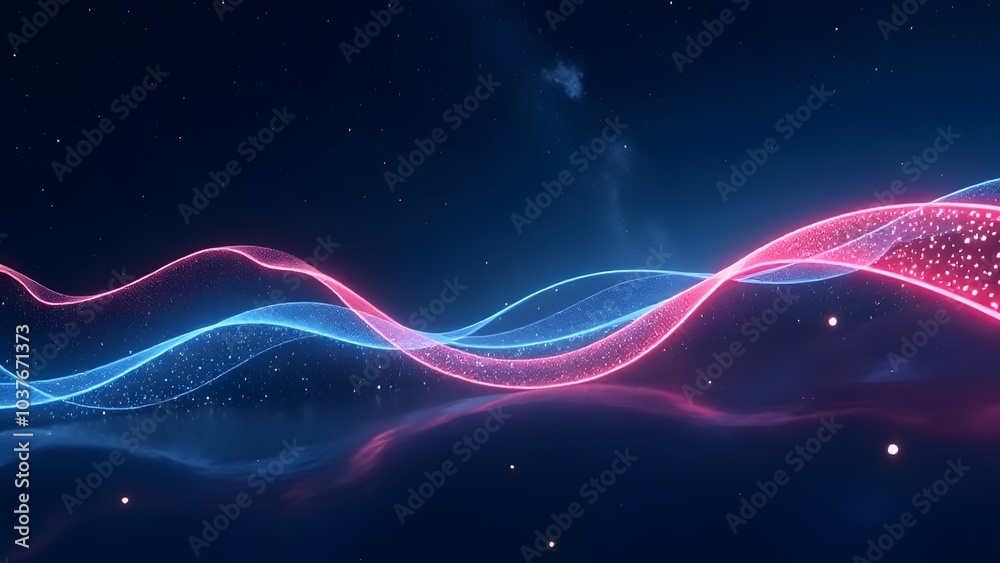Obraz premium Experience the mesmerizing waves of light in beautiful blue and pink, captivating all