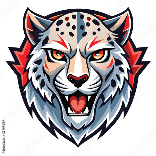 Snow Leopard Mascot Design Fierce Head photo