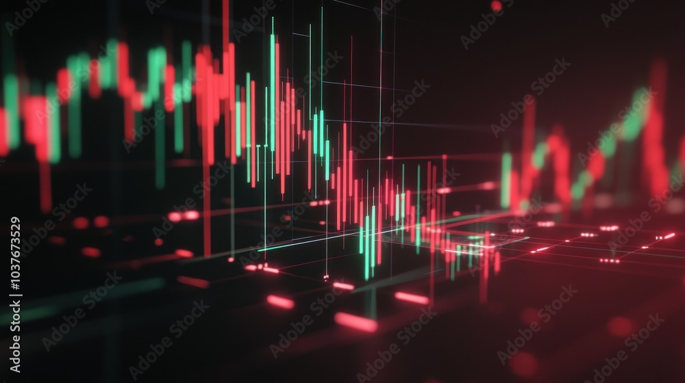 Financial Chart with Red and Green Lines Financial Chart with Red and Green Lines