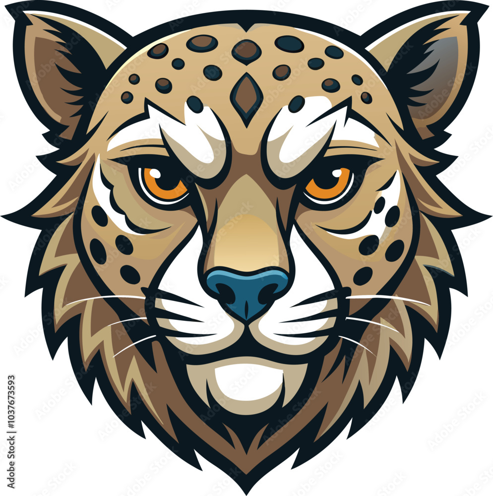 Obraz premium Cartoon Cheetah Head Mascot Illustration Design
