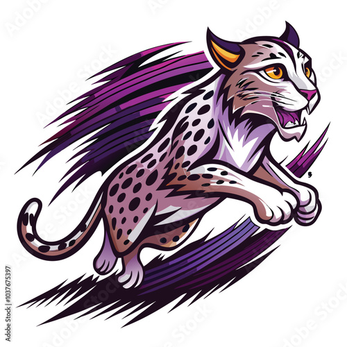 Leaping Cheetah with Purple Stripes