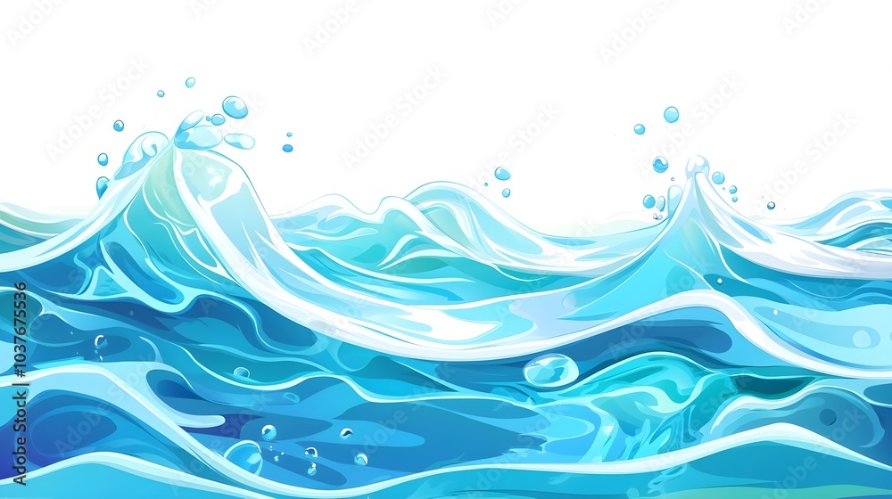 Blue Water Waves with Bubbles Blue Water Waves with Bubbles