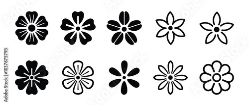 Vector Set Of Flower Icons