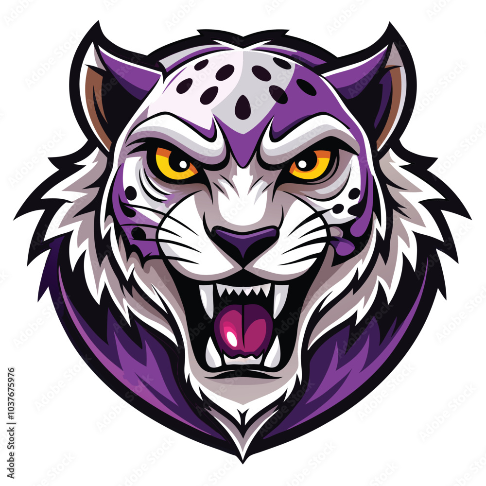 Obraz premium Purple Feline Predator Roaring With Fury