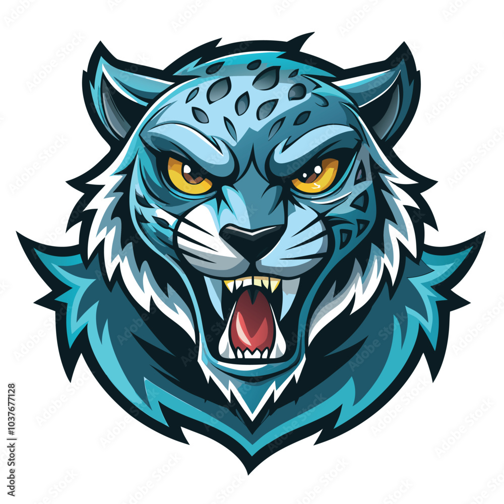 Blue Ferocious Snow Leopard Mascot Design Blue Ferocious Snow Leopard Mascot Design