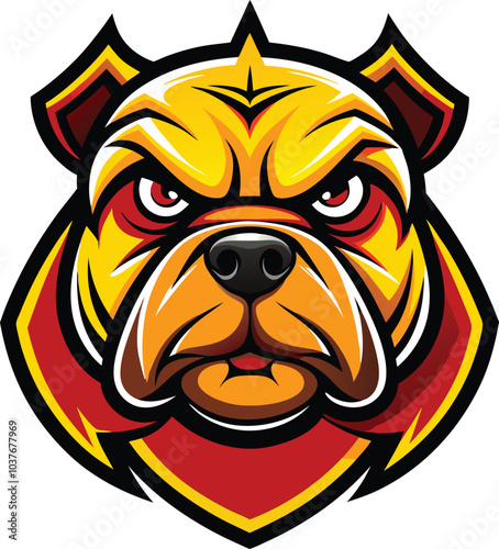 Fierce Bulldog Mascot with Red and Yellow