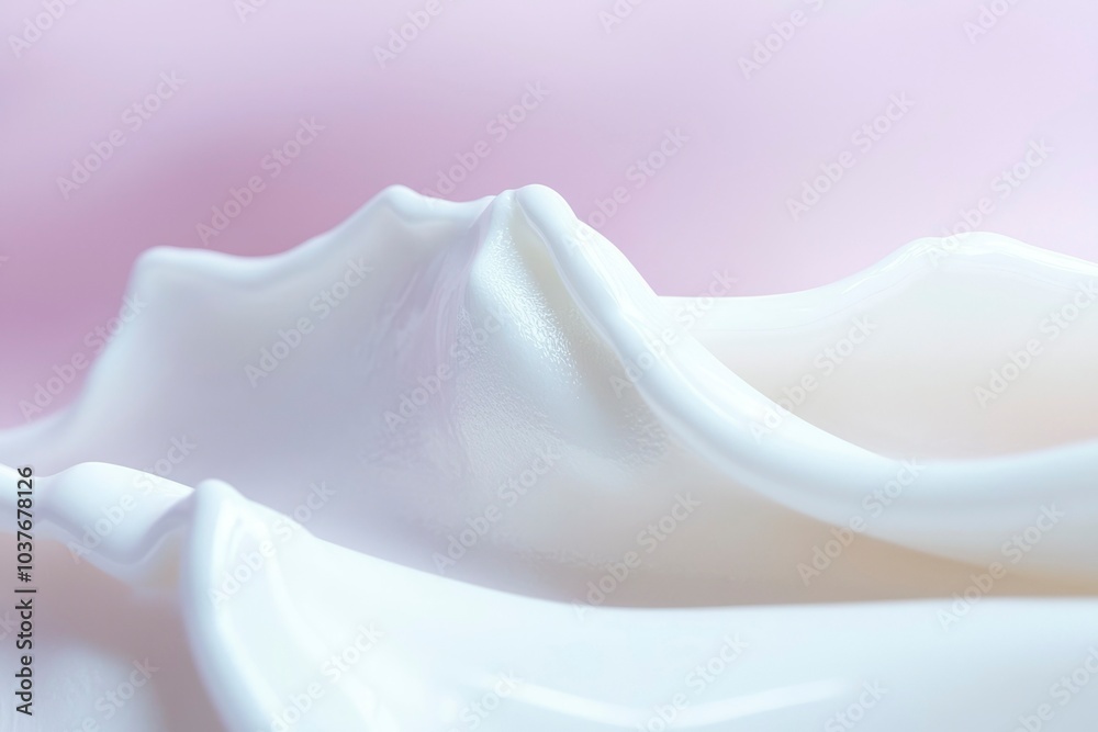 Close-up of Smooth White Cream with Soft Lavender Background Close-up of Smooth White Cream with Soft Lavender Background