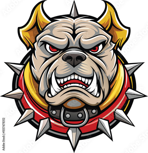 Aggressive Bulldog Mascot With Spiked Collar