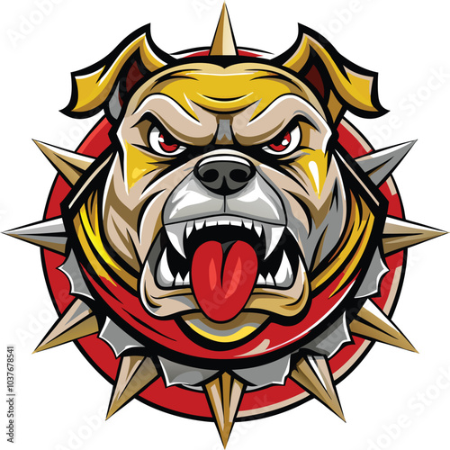 Aggressive Bulldog Mascot Design with Spiked Collar