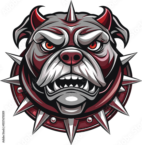 Angry Bulldog Spiked Collar Illustration Design