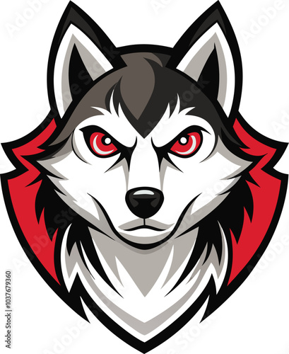 Angry RedEyed Husky Mascot Design