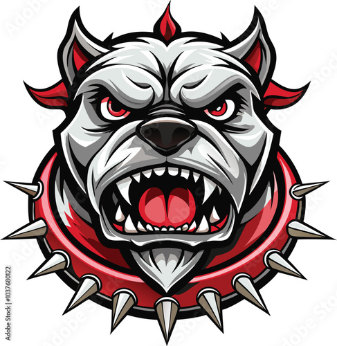 Aggressive Bulldog Mascot Illustration with Spiked Collar