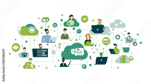 A Business Communication Themed Picture: Digitalization, Cybersecurity, Cloud Computing, Web Service, SAAS, IT