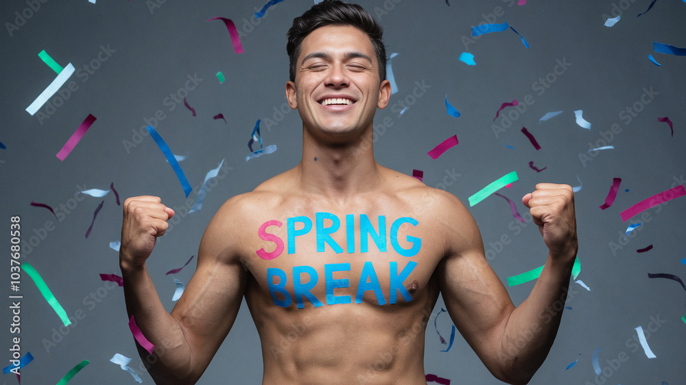 Man Celebrates Spring Break with Confetti Man Celebrates Spring Break with Confetti