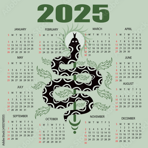 New year calendar 2025 vector