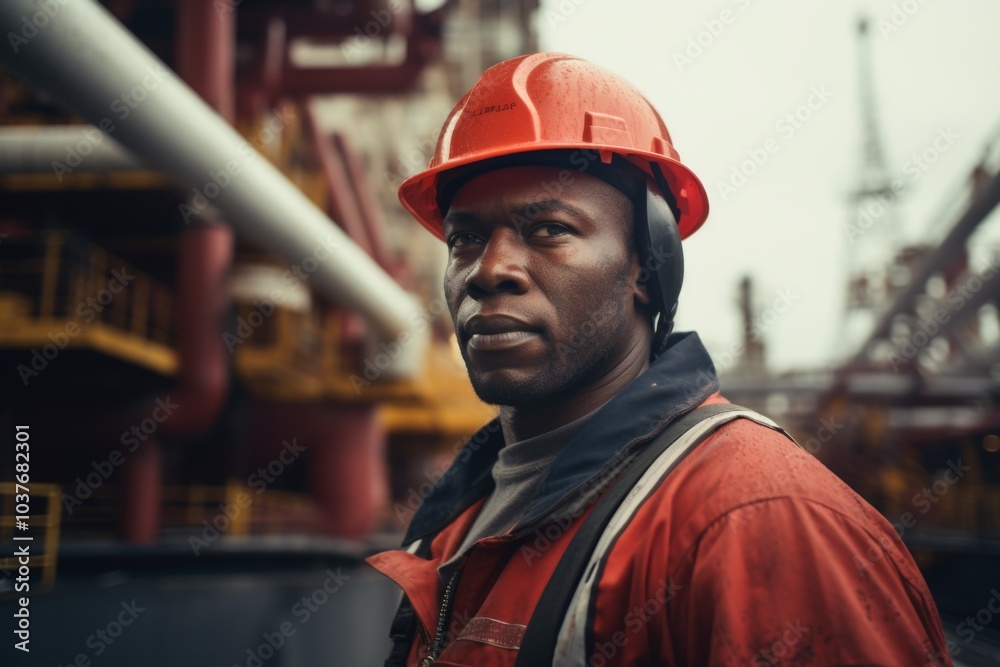 Portrait of a male worker on oil rig Portrait of a male worker on oil rig
