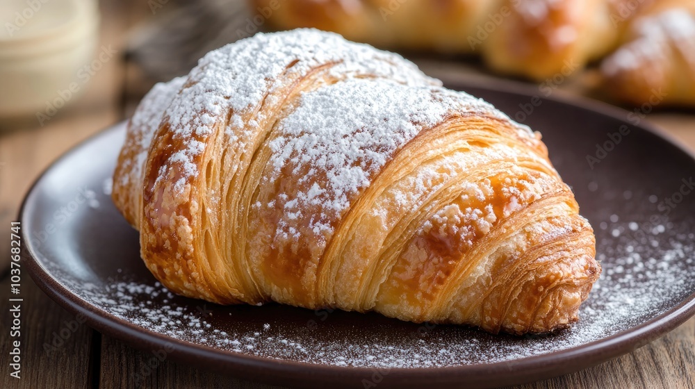 Croissant Topped with Powdered Sugar Croissant Topped with Powdered Sugar