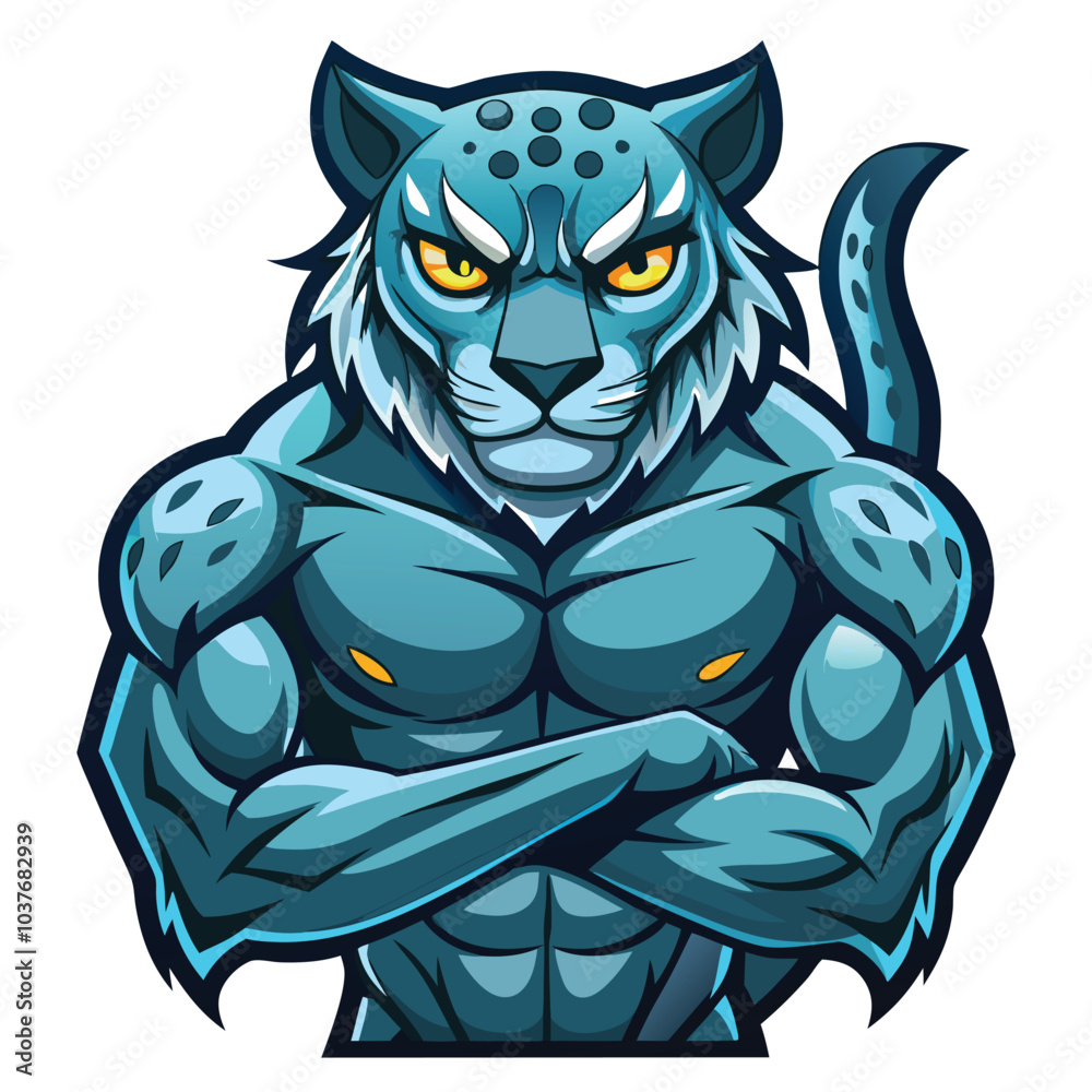 Powerful Blue Leopard Mascot Design Illustration Powerful Blue Leopard Mascot Design Illustration