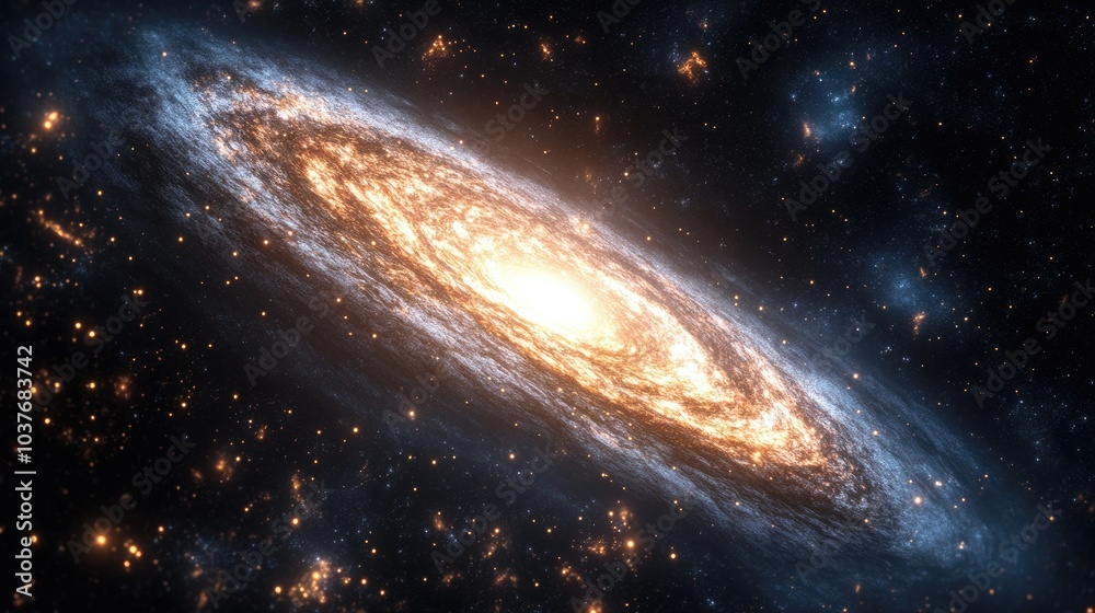 Fototapeta premium 3D cartoon visualization of a magnificent galaxy in the depths of space