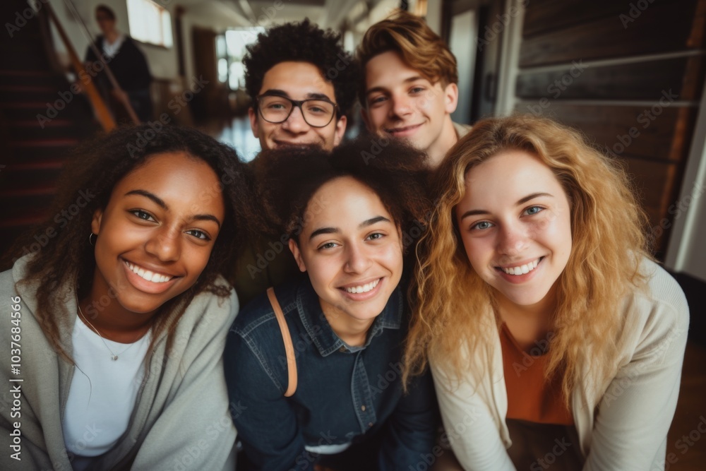 Portrait of a smiling diverse group of students Portrait of a smiling diverse group of students