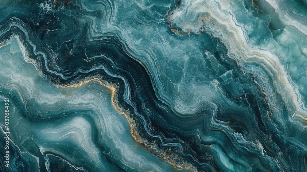 Fototapeta premium Dark Blue And Green Marble Background Abstract Texture Jade Granite With Natural Stone Transverse Fold Color Combination Visual Art Design Pattern