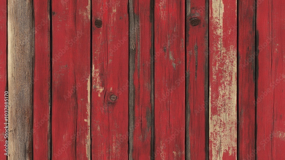 Seamless red texture featuring aged wooden boards