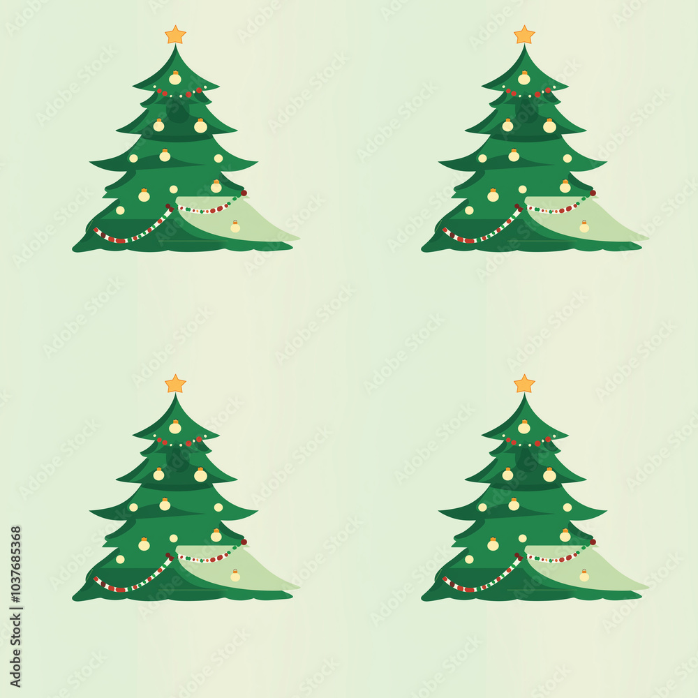 Obraz premium Colorful, decorative Christmas trees arranged in a grid, with lights and ornaments,seamless pattern background