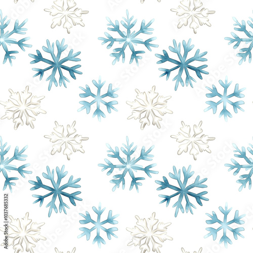 A seamless pattern of delicate snowflakes in soft blue and white,seamless pattern background