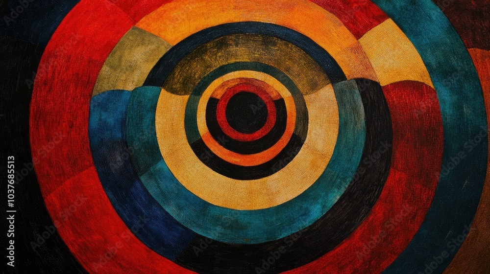 Concentric radial shape featuring an abstract geometric design Concentric radial shape featuring an abstract geometric design
