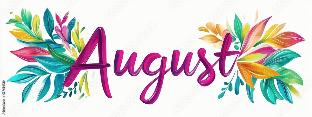 Fototapeta premium Eye-catching rainbow lettering for the name August.