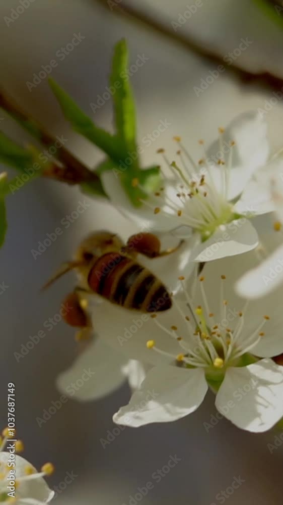Close-Up of a Bee Pollinating Bright Summer Blooms
