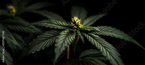 Cannabis Plant Close Up with Bud photo