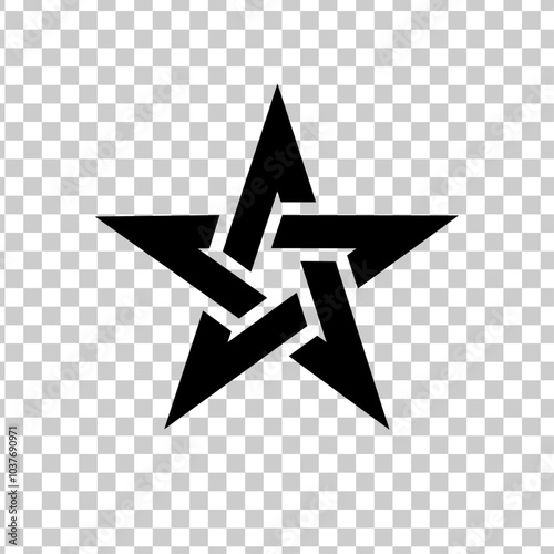 set of pentagram isolated on ttansparent background. vector illustration.