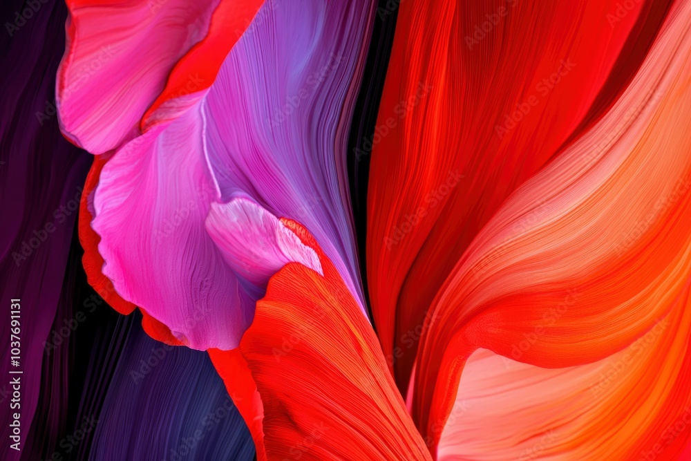 Abstract Flower Petals in Vibrant Red, Pink, and Purple Hues Abstract Flower Petals in Vibrant Red, Pink, and Purple Hues
