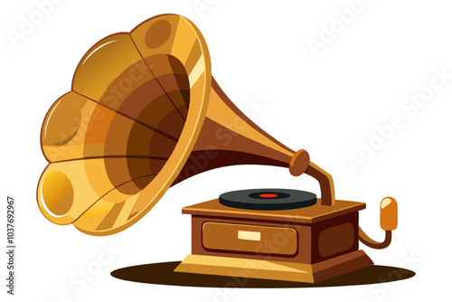  Gramophone2. Retro old gramophone with horn
