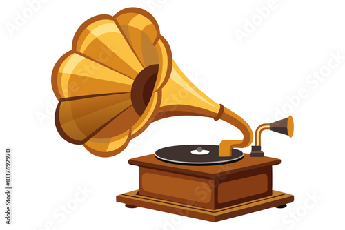  Gramophone2. Retro old gramophone with horn