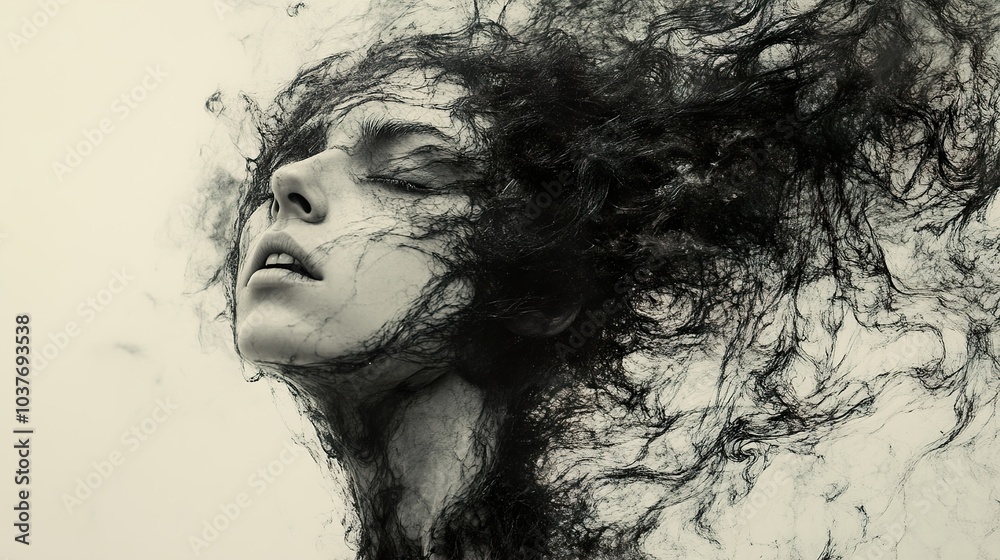 Abstract Portrait of a Woman with Flowing Hair Abstract Portrait of a Woman with Flowing Hair