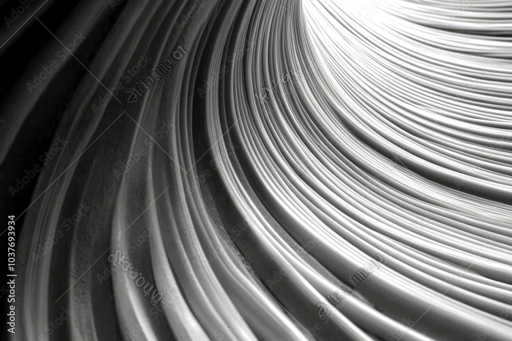 Obraz premium Abstract Black and White Curving Lines Tunnel